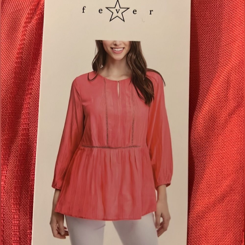 Fever Coral Peasant Blouse Top